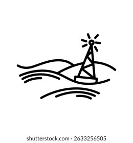 Marine port icon. Outline linear seaport symbol vector. Linear style illustration with editable stroke isolated on white background