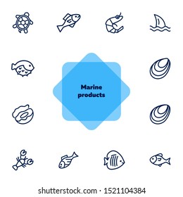 Marine products icon set. Seafood concept. Vector illustration can be used for topics like seafood, cuisine, cooking