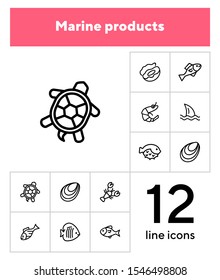 Marine products icon set. Seafood concept. Vector illustration can be used for topics like seafood, cuisine, cooking