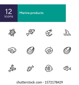 Marine products icon set. Seafood concept. Vector illustration can be used for topics like seafood, cuisine, cooking