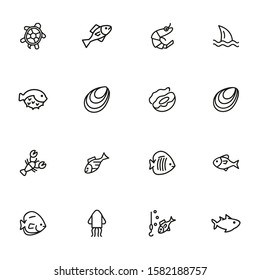 Marine products icon set. Seafood concept. Vector illustration can be used for topics like seafood, cuisine, cooking