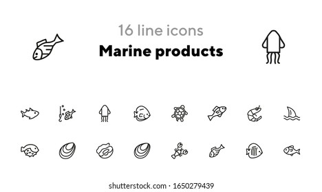 Marine products icon set. Seafood concept. Vector illustration can be used for topics like seafood, cuisine, cooking