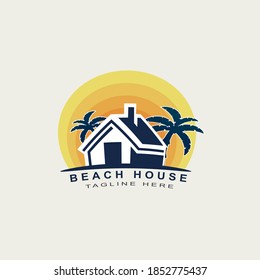 marine property Logo Design Illustration . Beach House Logo Design, Beach Real Estate Logo, Beach Resort, Village Logo, Beach Hotel