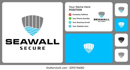 Marine protective wall logo design with business card template.