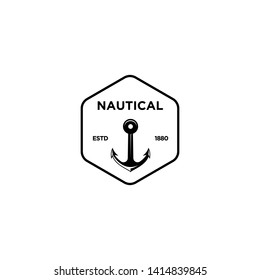 marine retro emblems logo with anchor, anchor logo - vector