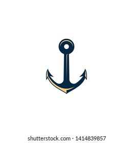 marine retro emblems logo with anchor, anchor logo - vector