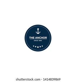 marine retro emblems logo with anchor, anchor logo - vector