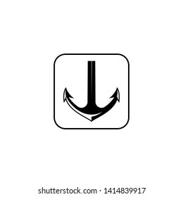 marine retro emblems logo with anchor, anchor logo - vector