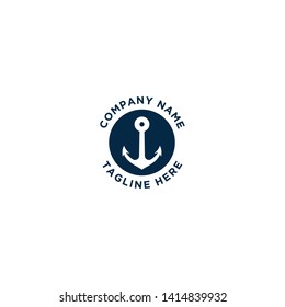 marine retro emblems logo with anchor, anchor logo - vector