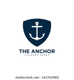 marine retro emblems logo with anchor , anchor logo - vector