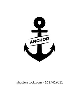 marine retro emblems logo with anchor , anchor logo - vector
