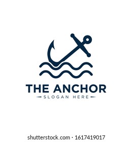 marine retro emblems logo with anchor , anchor logo - vector