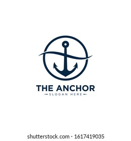 marine retro emblems logo with anchor , anchor logo - vector
