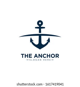 marine retro emblems logo with anchor , anchor logo - vector