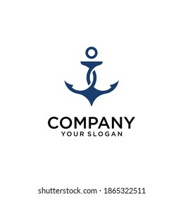 marine retro emblems logo with anchor, anchor logo - vector