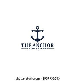 marine retro emblems logo with anchor in white background