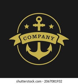 marine retro emblems logo with anchor, anchor logo - vector illustration
