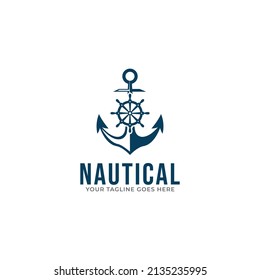 logotipo de los emblemas del retro marino con ancla y cuerda, logotipo del ancla - vector