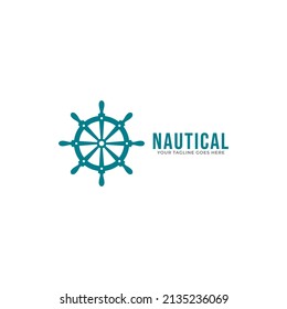 marine retro emblems logo with anchor and rope, anchor logo - vector