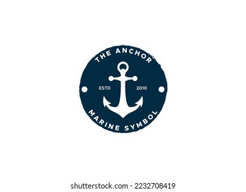 marine retro emblems logo with anchor, anchor logo - vector