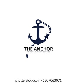 marine retro emblems logo with anchor, anchor logo - vector
