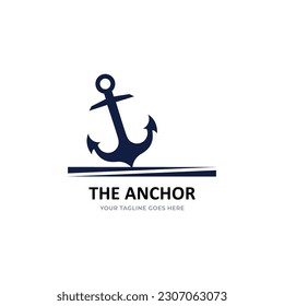 marine retro emblems logo with anchor, anchor logo - vector