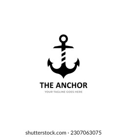 marine retro emblems logo with anchor, anchor logo - vector