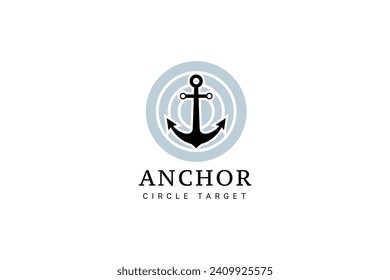 Marine Retro Emblems Logo With Anchor, Anchor Logo - Vector