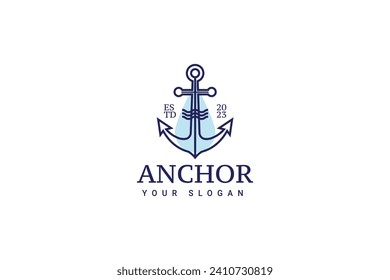 Marine Retro Emblems Logo With Anchor, Anchor Logo - Vector