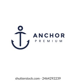 marine retro emblems logo with anchor and rope, anchor logo - vector