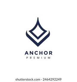 marine retro emblems logo with anchor and rope, anchor logo - vector
