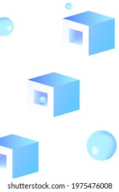 Marine Rhombus Wallpaper Vector White Background. Shiny Figure Template. Bright 3d Image. Blue Element Brochure.