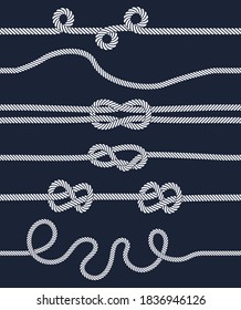 Marine rope knot seamless pattern. Marine rope and sailors ship knot, cord sailor borders, knot sail, package rope seamless. For fabric, wallpaper, wrapping vector illustration isolated