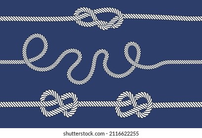 Marine rope knot seamless pattern. Marine rope and sailors ship knot, cord sailor borders, knot sail, package rope seamless. For fabric, wallpaper, wrapping vector illustration isolated