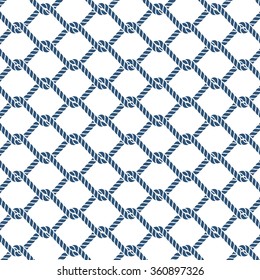 Marine rope knot seamless vector pattern. Nautical design. Navy illustration. Ocean wallpaper