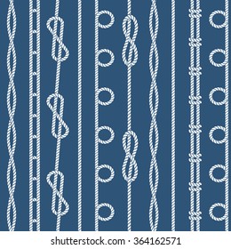 Marine rope knot seamless vector pattern. Nautical design. Navy illustration. Ocean wallpaper