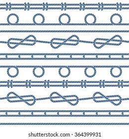 Marine rope knot seamless vector pattern. Nautical design. Navy illustration. Ocean wallpaper