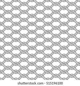 Marine rope knot seamless vector pattern. Nautical design. Navy illustration. Ocean wallpaper. Stripe elements. Geometric scrapbook print. Paper graphic cover. Cord background. Sailor simple backdrop.