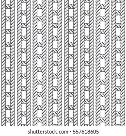 Marine rope knot seamless vector pattern. Nautical design. Navy illustration. Ocean wallpaper. Stripe elements. Geometric scrapbook print. Paper graphic cover. Cord background. Sailor simple backdrop
