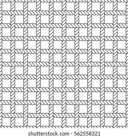 Marine rope knot seamless vector pattern. Nautical design. Navy illustration. Ocean wallpaper. Stripe elements. Geometric scrapbook print. Paper graphic cover. Cord background. Sailor simple backdrop