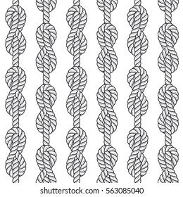 Marine rope knot seamless vector pattern. Nautical design. Navy illustration. Ocean wallpaper. Stripe elements. Geometric scrapbook print. Paper graphic cover. Cord background. Sailor simple backdrop