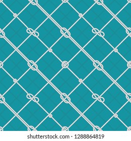 Marine rope knots pattern. Tied sea ropes, cord knot and nautical seamless pattern. Boat rope stripe or sailing cordage string vector background