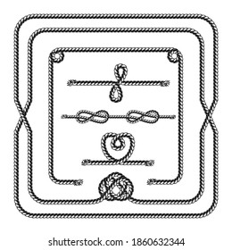 Marine rope pattern brush template in vintage style on white background isolated vector illustration