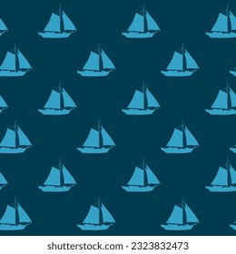 Marine Sailboat seamless pattern, vector illustration