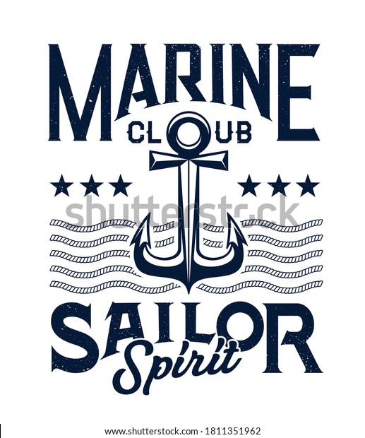 Marine Sailing Club Retro Emblem Print Stock Vector (Royalty Free ...