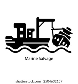 Marine salvage icon in glyph style 