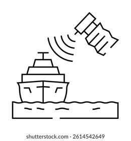 marine satellite communication line icon vector. marine satellite communication sign. isolated contour symbol black illustration