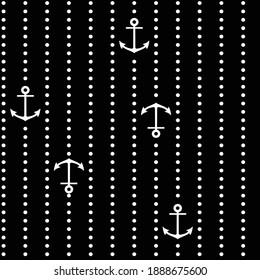 marine sea anchor print black