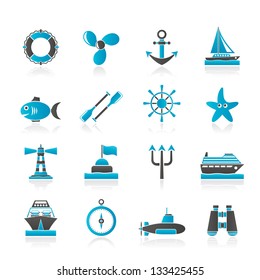 Marine and sea icons - vector icon set