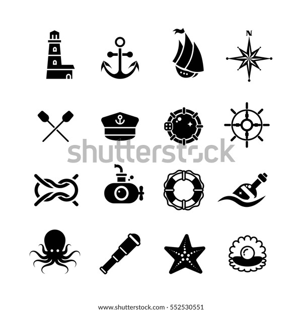 海洋 海 海賊 海上のベクター画像レトロアイコン 黒い白い海洋の記号のイラスト のベクター画像素材 ロイヤリティフリー